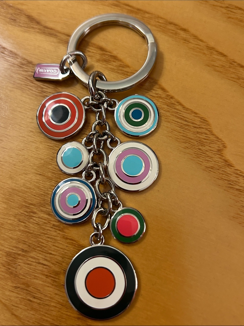 Coach Multicolor Enamel Target Circle Charm Keyring